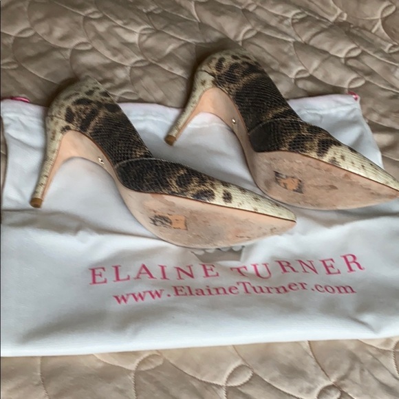 Elaine Turner Snake Print Leather Shoes - Size 8 - Picture 2 of 8